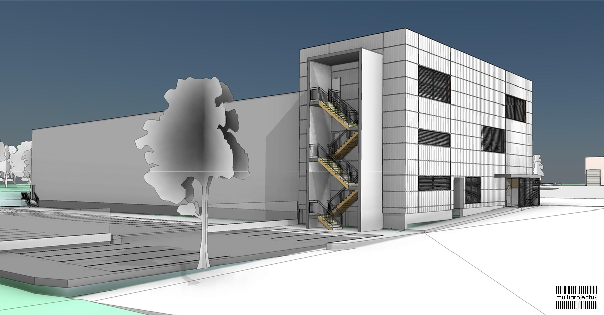 Modelo 3D de bloco administrativo e bloco logístico - BrunoTir - CONSTRUÇÃO LOGÍSTICA - Multiprojectus
